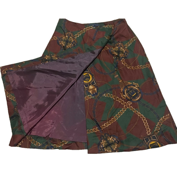 Breeches Vintage Wrap Skirt Women Size 8 Chain Print USA Heritage - Picture 3 of 10